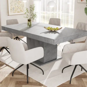 Set van 6 360° draaibare stoelen - fluwelen stof - rugleuning ruitpatroon - Beige ModernLuxe