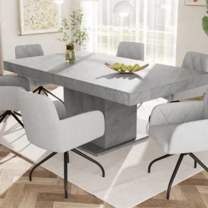 Set van 6 360° draaistoelen - fluwelen stof - rugleuning ruitpatroon - Grijs ModernLuxe
