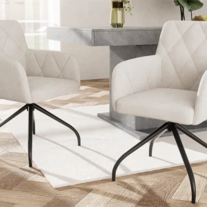 Set van 2 360° draaistoelen - fluwelen stof - rugleuning ruitpatroon - Beige ModernLuxe