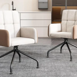 Set van 2 Draaistoelen bekleed met fluweel met armleuningen - vierkante structuur - Beige ModernLuxe