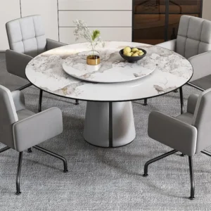 Set van 4 Draaistoelen bekleed met fluweel met armleuningen - vierkante structuur - Grijs ModernLuxe