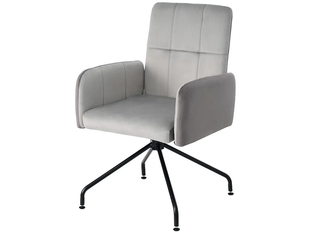 Set van 4 Draaistoelen bekleed met fluweel met armleuningen - vierkante structuur - Grijs ModernLuxe