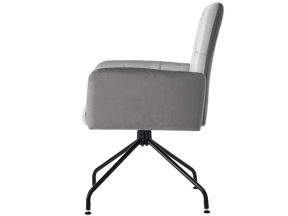 Set van 4 Draaistoelen bekleed met fluweel met armleuningen - vierkante structuur - Grijs ModernLuxe