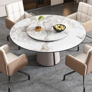 Set van 4 Draaistoelen bekleed met fluweel met armleuningen - vierkante structuur - Beige ModernLuxe