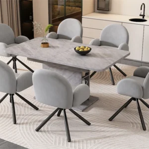 Set van 6 Draaistoelen met armleuningen - fluwelen stof - moderne stijl - Grijs ModernLuxe
