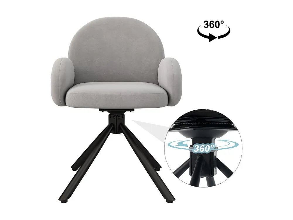 Set van 6 Draaistoelen met armleuningen - fluwelen stof - moderne stijl - Grijs ModernLuxe