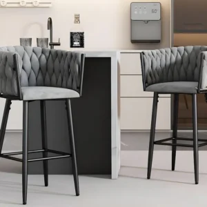 Set van 2 eetkamerstoelen - fluwelen stof - metalen poten - Grijs ModernLuxe