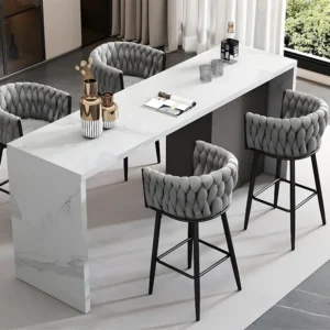 Set van 4 eetkamerstoelen - fluwelen stof - metalen poten - Grijs ModernLuxe