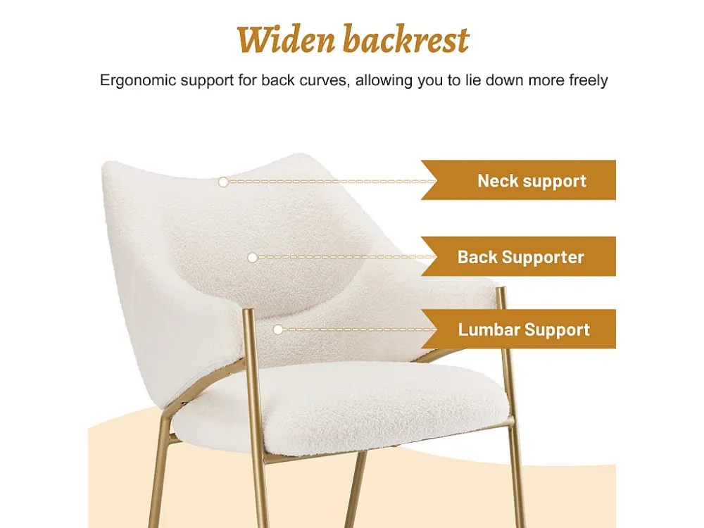 Set van 6 eetkamerstoelen met armleuningen - sherpa stof - moderne stijl - Beige ModernLuxe