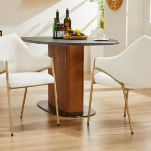 Set van 2 eetkamerstoelen met armleuningen - sherpa stof - moderne stijl - Beige ModernLuxe