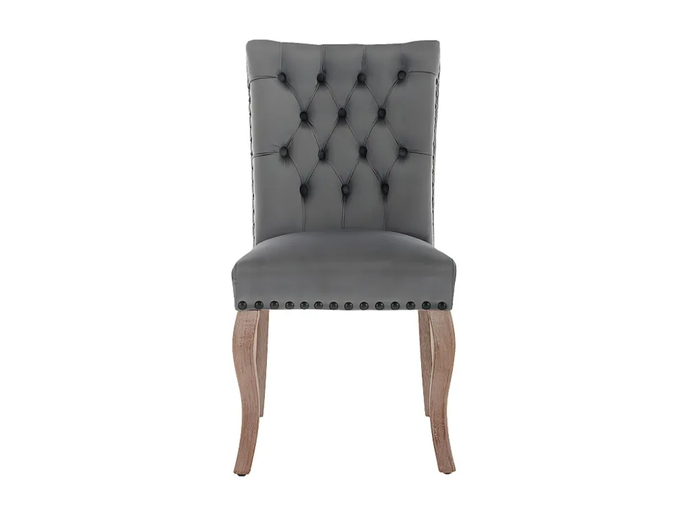 Set van 6 fluweel beklede stoelen - massief houten frame - grijs ModernLuxe