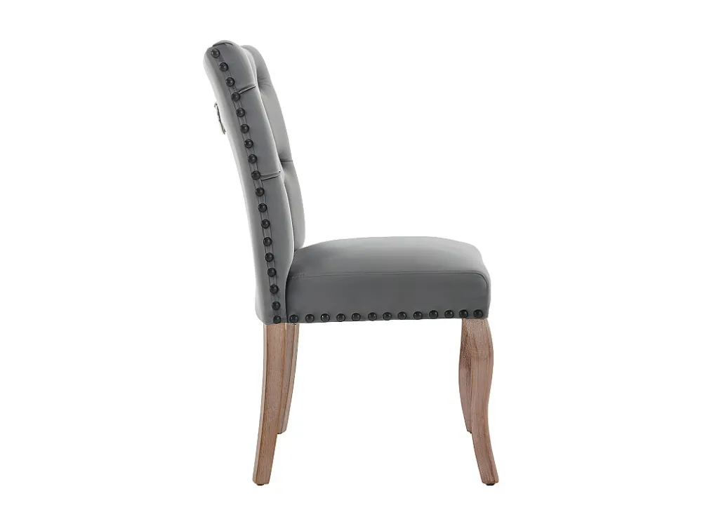 Set van 6 fluweel beklede stoelen - massief houten frame - grijs ModernLuxe