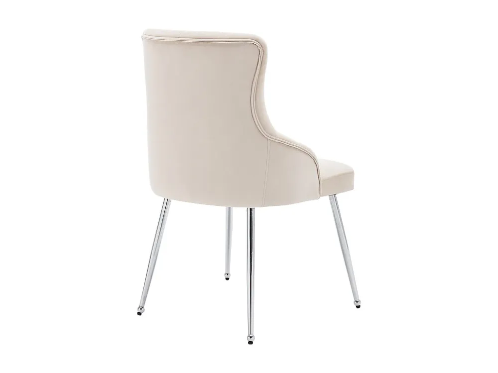 Set van 2 fluweel beklede stoelen met kussen - Beige ModernLuxe