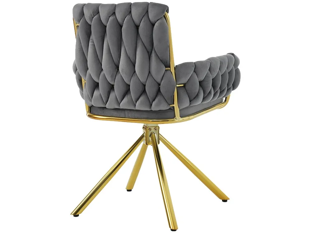 Set van 2 Fluwelen draaistoelen met armleuningen - goud metalen poten - Grijs ModernLuxe