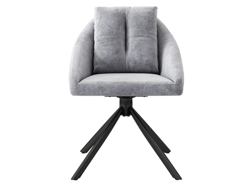 Set van 6 Fluwelen draaistoelen - metalen structuur - Grijs ModernLuxe