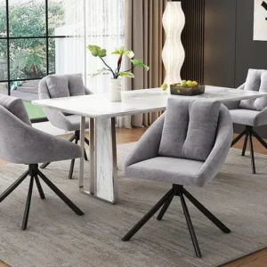 Set van 4 Fluwelen draaistoelen - metalen structuur - Grijs ModernLuxe