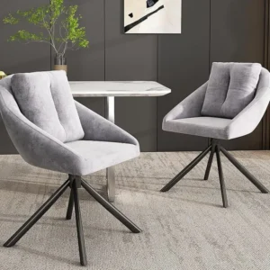 Set van 2 Fluwelen draaistoelen - metalen structuur - Grijs ModernLuxe