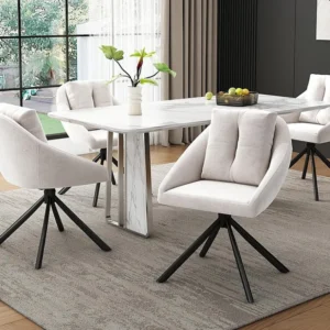 Set van 4 Fluwelen draaistoelen - metalen structuur - Beige ModernLuxe