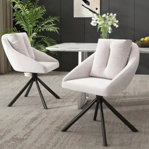 Set van 2 fluwelen draaistoelen - metalen structuur - Beige ModernLuxe
