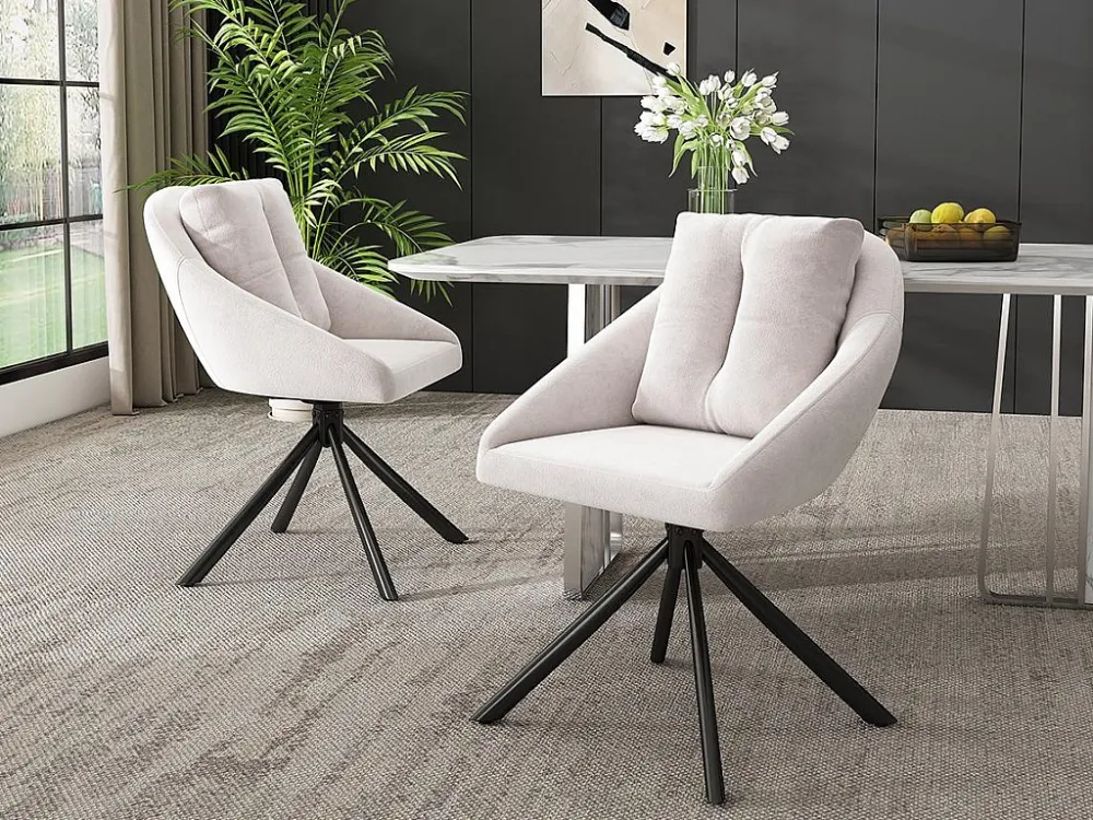 Set van 2 fluwelen draaistoelen - metalen structuur - Beige ModernLuxe