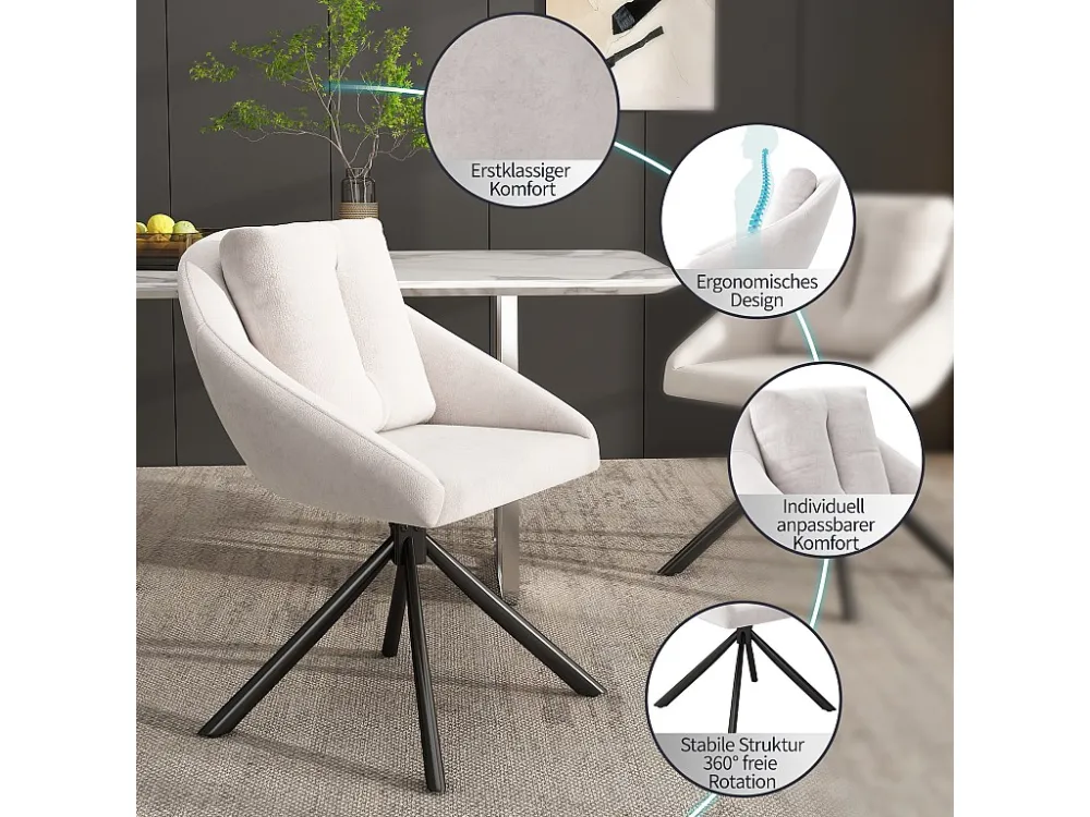 Set van 2 fluwelen draaistoelen - metalen structuur - Beige ModernLuxe