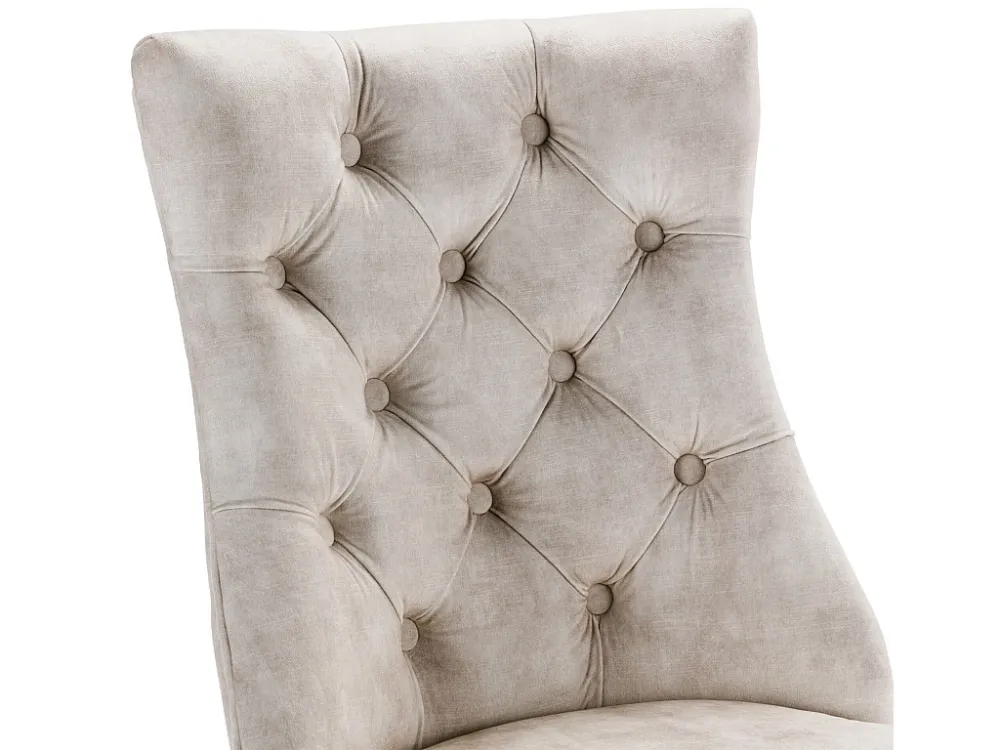 Set van 4 fluwelen eetkamerstoelen - gewatteerde knopen - Crème ModernLuxe