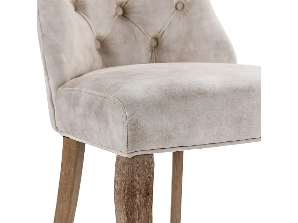 Set van 4 fluwelen eetkamerstoelen - gewatteerde knopen - Crème ModernLuxe