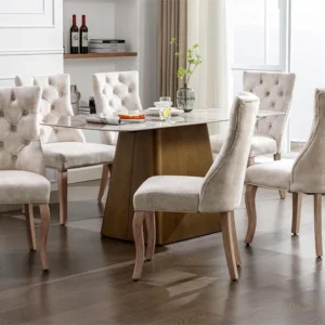 Set van 6 fluwelen eetkamerstoelen - gewatteerde knopen - Crème ModernLuxe