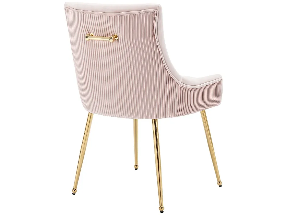 Set van 4 fluwelen gestoffeerde stoelen met vergulde poten - roze en goud ModernLuxe