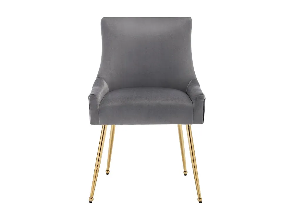 Set van 2 fluwelen gestoffeerde stoelen met gefineerde poten - grijs en goud ModernLuxe