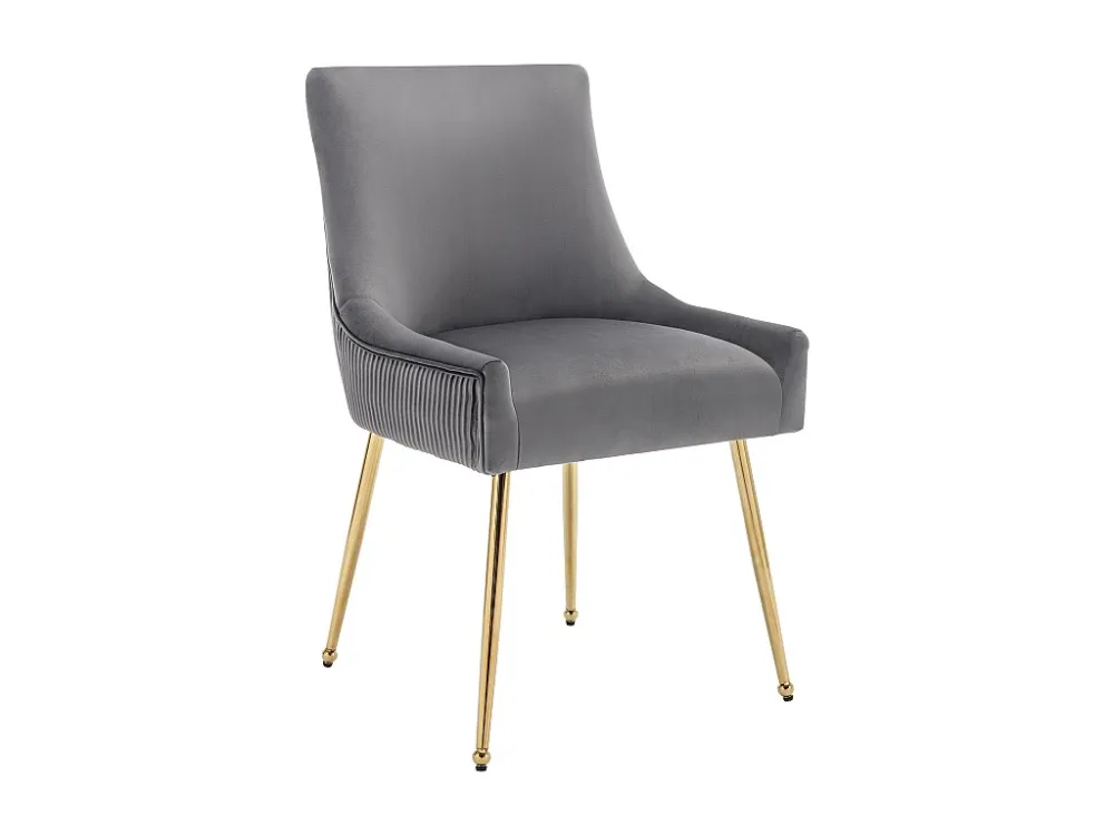 Set van 2 fluwelen gestoffeerde stoelen met gefineerde poten - grijs en goud ModernLuxe