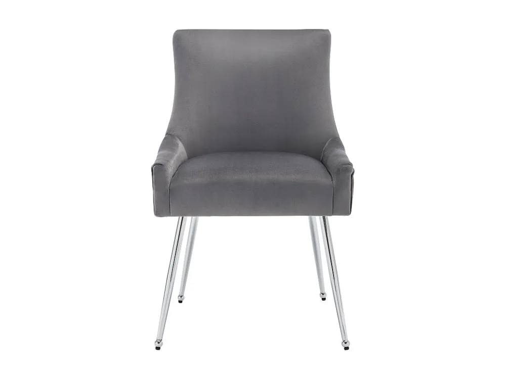Set van 6 fluwelen gestoffeerde stoelen met vergulde poten - grijs en zilver ModernLuxe