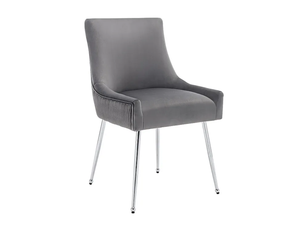 Set van 6 fluwelen gestoffeerde stoelen met vergulde poten - grijs en zilver ModernLuxe