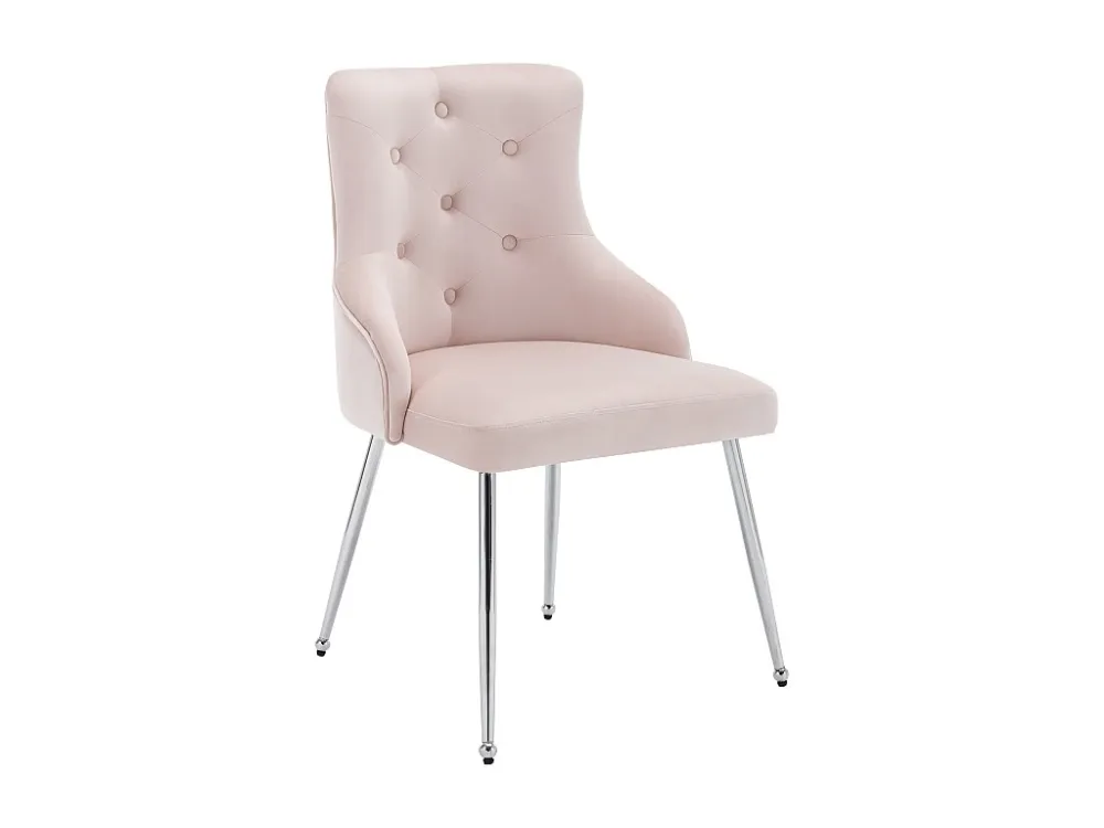 Set van 4 fluwelen gestoffeerde stoelen met kussen - Roze ModernLuxe