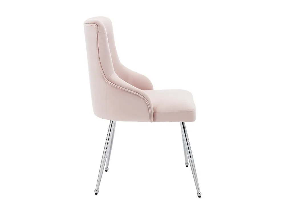 Set van 4 fluwelen gestoffeerde stoelen met kussen - Roze ModernLuxe