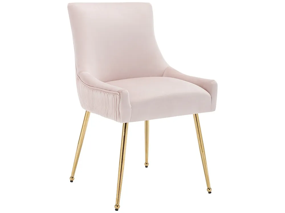 Set van 6 fluwelen gestoffeerde stoelen met vergulde poten - roze en goud ModernLuxe