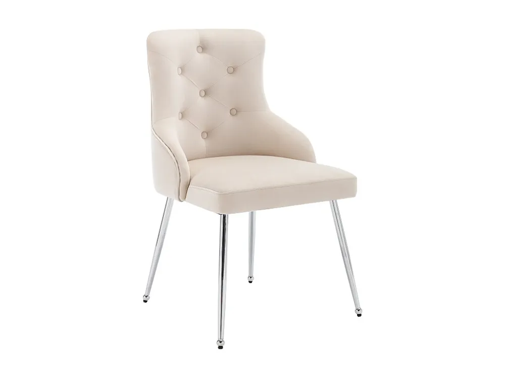 Set van 4 fluwelen gestoffeerde stoelen met kussen - Beige ModernLuxe
