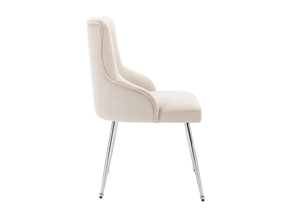 Set van 4 fluwelen gestoffeerde stoelen met kussen - Beige ModernLuxe
