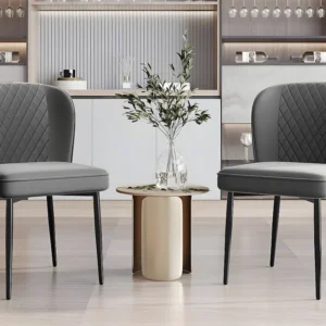 Set van 2 fluwelen gestoffeerde stoelen - metalen structuur - grijs ModernLuxe