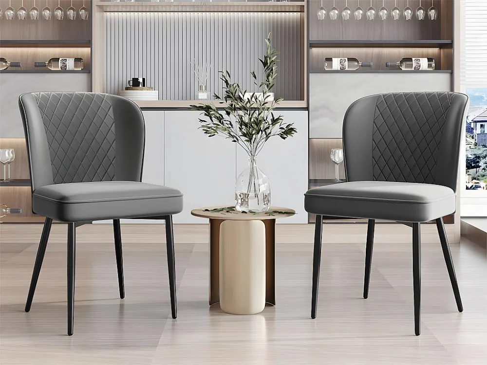 Set van 2 fluwelen gestoffeerde stoelen - metalen structuur - grijs ModernLuxe