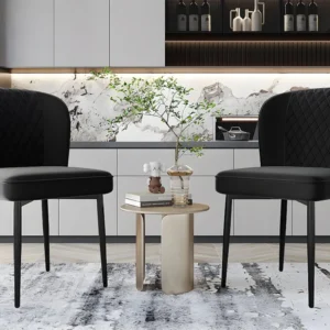 Set van 2 fluwelen gestoffeerde stoelen - metalen structuur - Zwart ModernLuxe