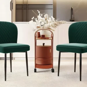Set van 2 fluwelen gestoffeerde stoelen - metalen structuur - Groen ModernLuxe