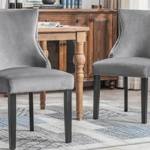 Set van 2 fluwelen gondelstoelen - massief houten poten - Grijs ModernLuxe