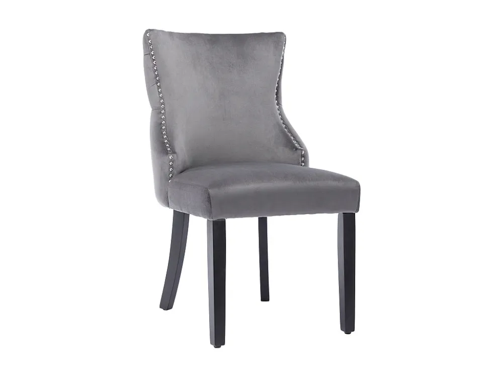 Set van 4 fluwelen gondelstoelen - massief houten poten - Grijs ModernLuxe