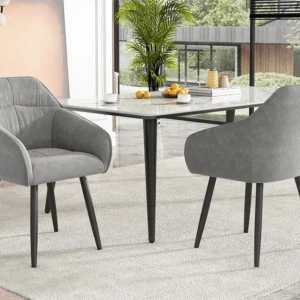 Set van 2 fluwelen stoelen met armleuningen - verstelbare poten - Grijs ModernLuxe