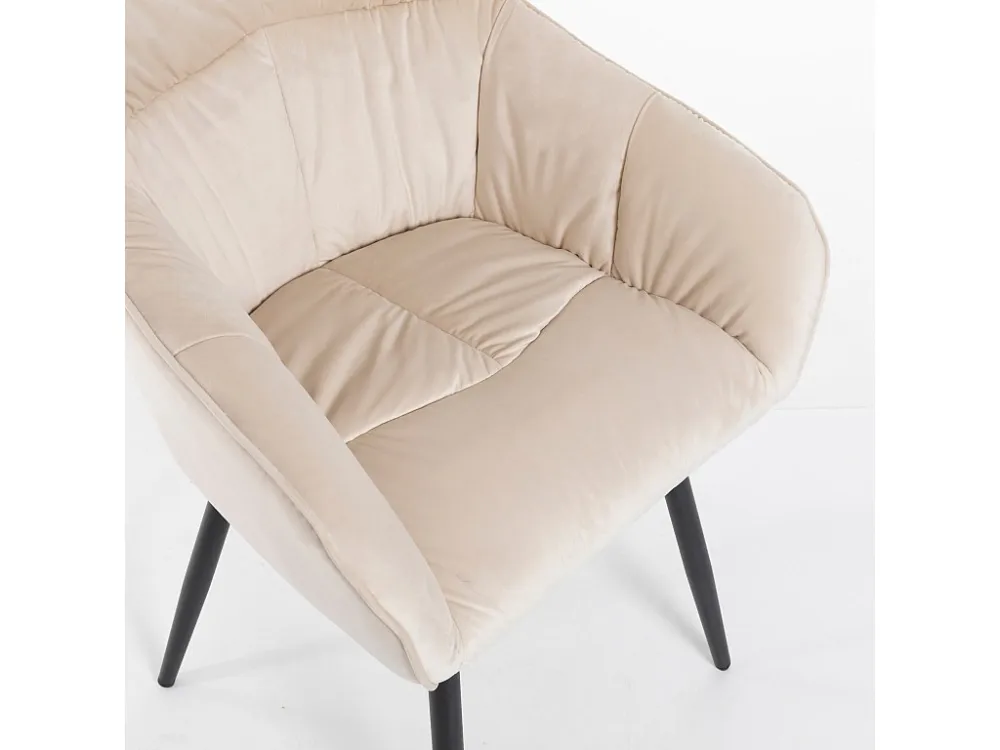 Set van 2 fluwelen stoelen met armleuningen - verstelbare poten - Beige ModernLuxe
