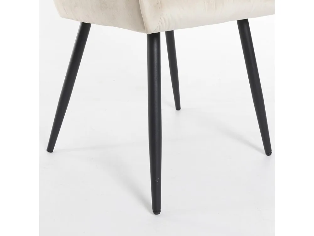 Set van 2 fluwelen stoelen met armleuningen - verstelbare poten - Beige ModernLuxe