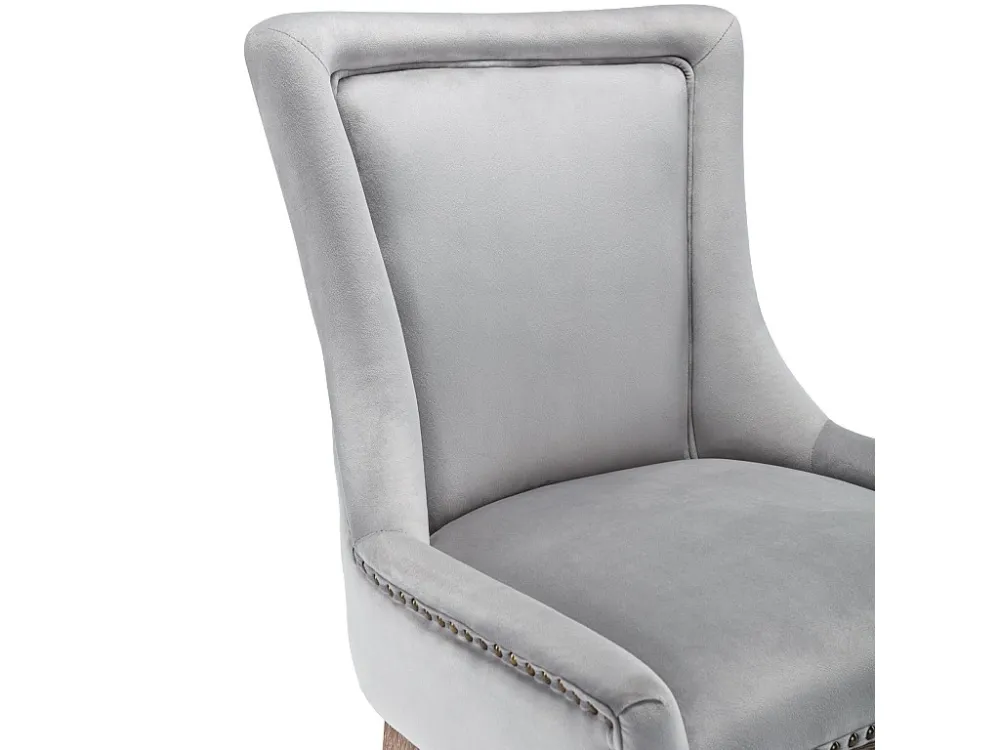Set van 6 fluwelen stoelen - met massief houten poten - grijs ModernLuxe