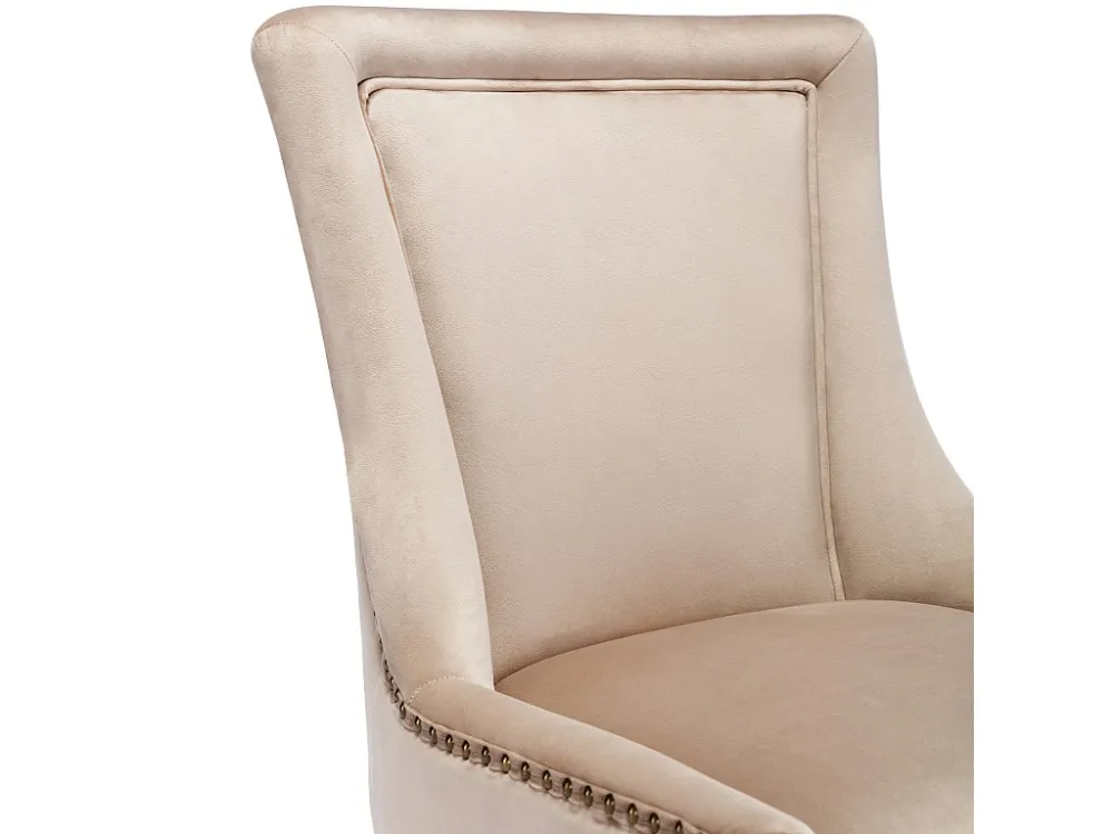 Set van 6 fluwelen stoelen - met massief houten poten - beige ModernLuxe