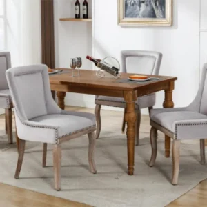 Set van 4 fluwelen stoelen - met massief houten poten - grijs ModernLuxe